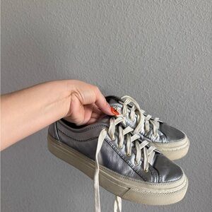 All Saints Silver and Cream Women's Sneakers